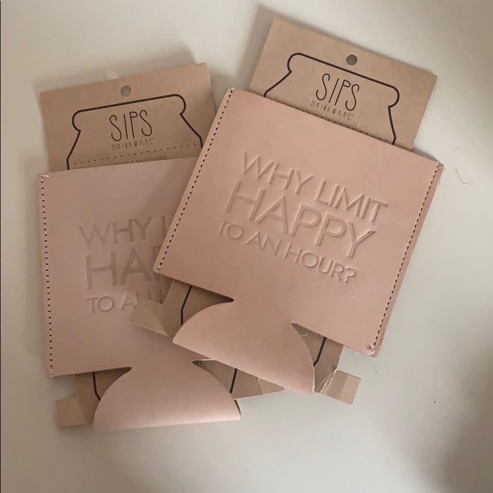 Cream leather coozie